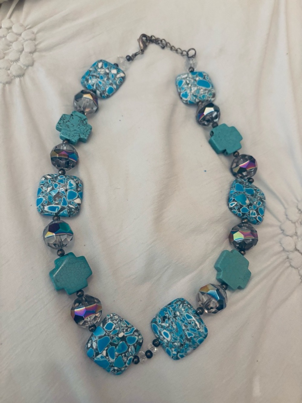 Turquoise Mosaic Statement Necklace - Women Jewelry